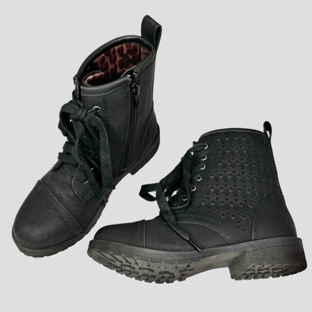 SO American Heritage Ivy Boots‎ Black Girls Size 12 Side Easy Zip Combat Boots